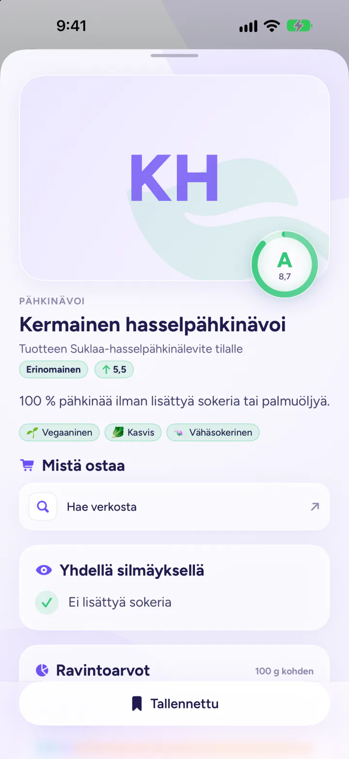 Fimblen terveellisempi vaihtoehto hasselpähkinälevitteelle, arvio 8,7/10 ja ostopaikat